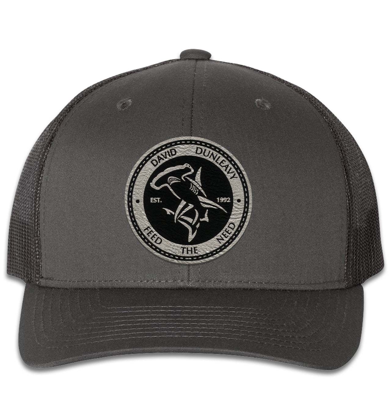 Hammerhead Shark 6 Panel Trucker Snap Back Hat Charcoal/Black
