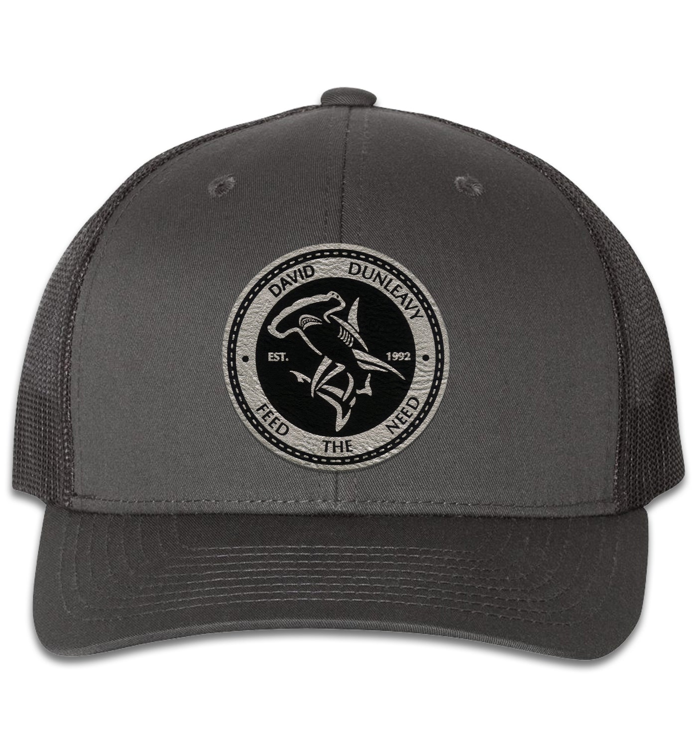 Hammerhead Shark Panel Trucker Snap Back Hat Charcoal/Black