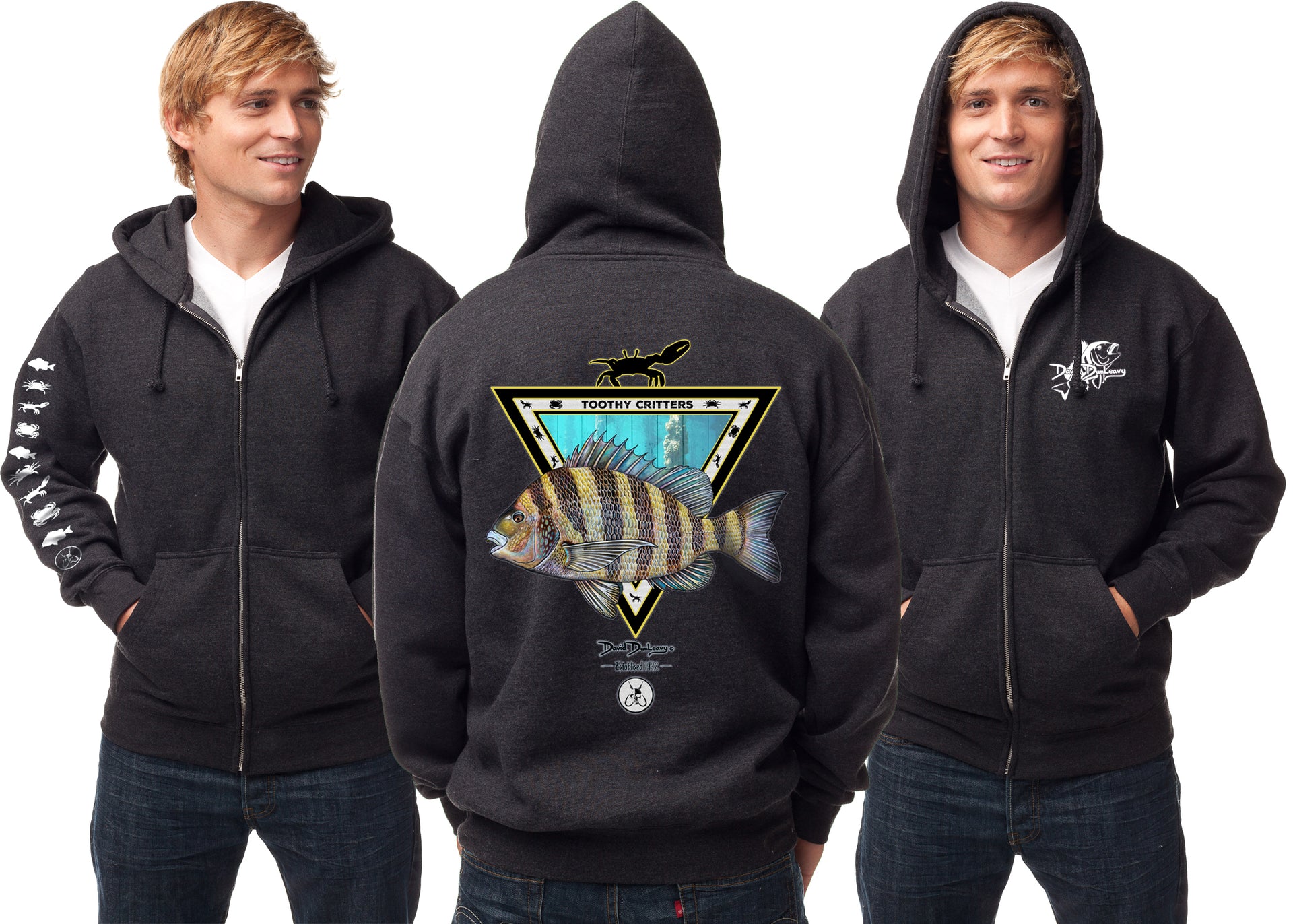 Men's Sheepshead Toothy Critters Zip Hoodie - Dunleavyapparel